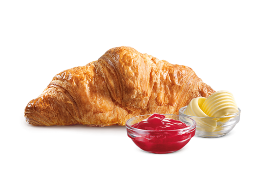 Croissant with butter and jam